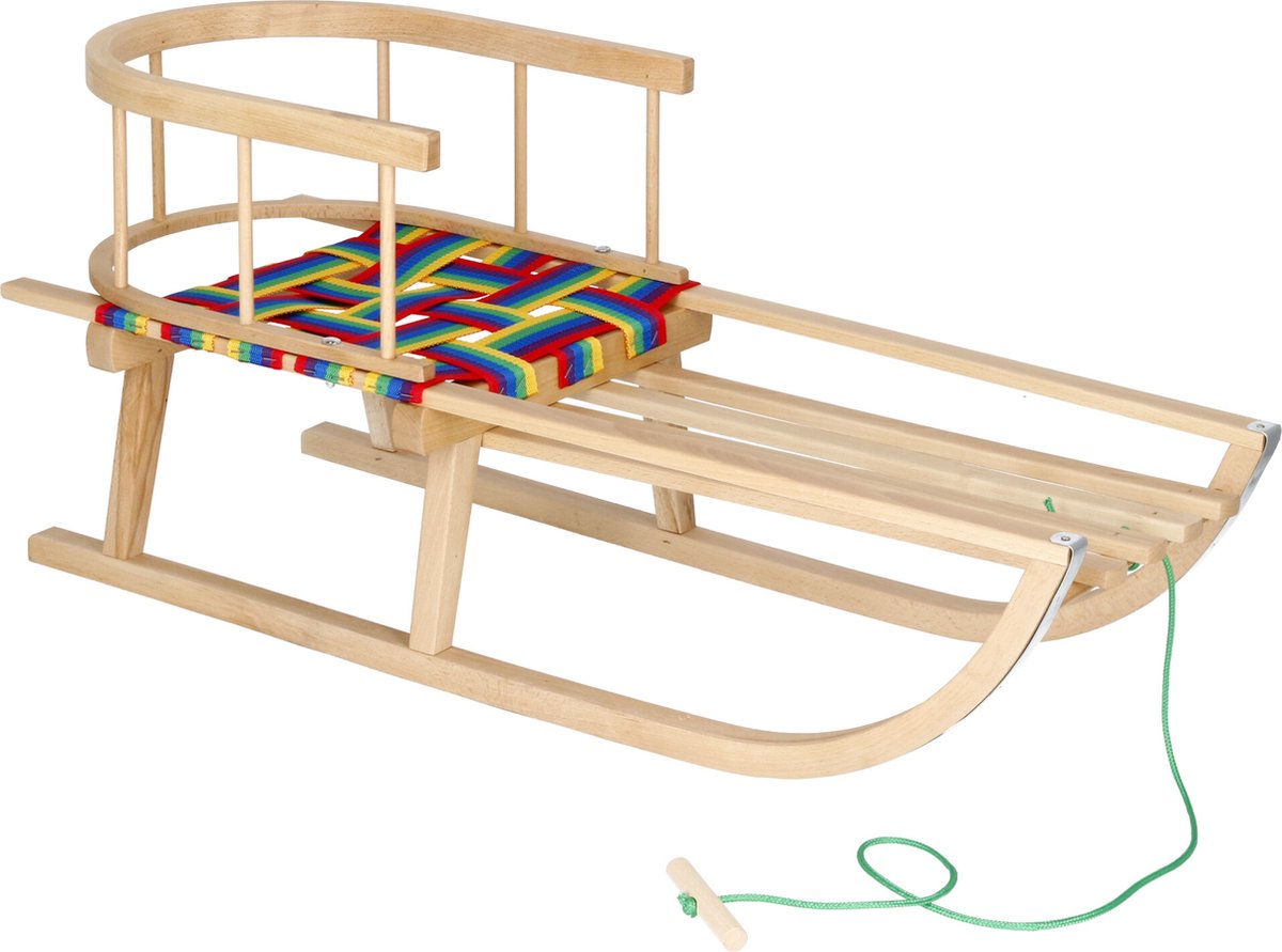 Springos   + Rugleuning |  ën & Accessoires | Winterspeelgoed | Gelakt Beukenhout | Neutraal/Multicolor